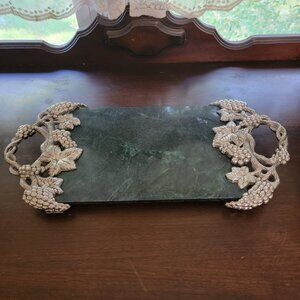 Pewter and green marble cheese board